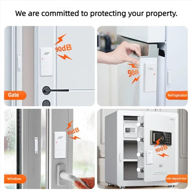 Window Door Magnetic Sensor Alarm Anti-theft Home Alarm Security Smart Sensor to Detect Open Door Refrigerator Alarm Door Sensor 3