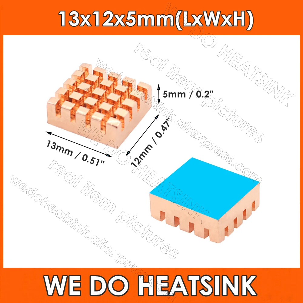13x12x5mmCopperHeatSinkwithThermalSelfAdhesiveTapeHeatsinkfor