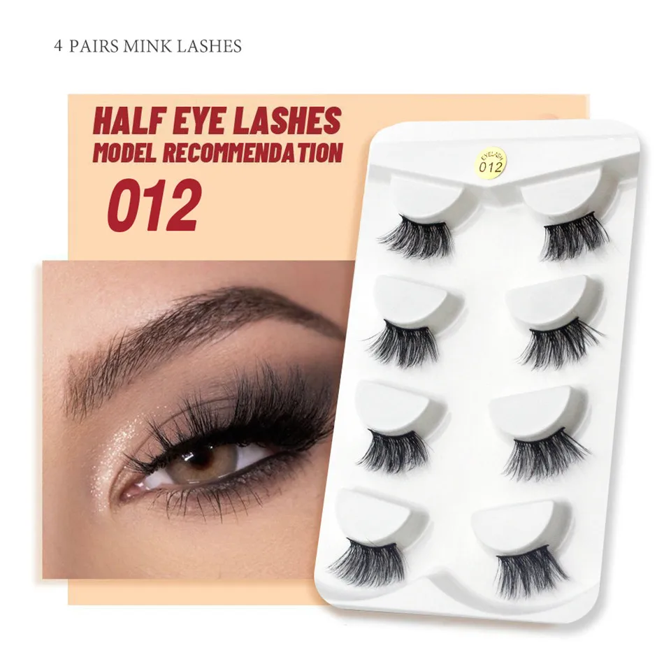 

4Pairs Half Eyelash Natural Fake Mink Eye Lashes Full Strip Fox Eyelashes Extension 3D False Lash Fluffy Half Cilio Maquillage