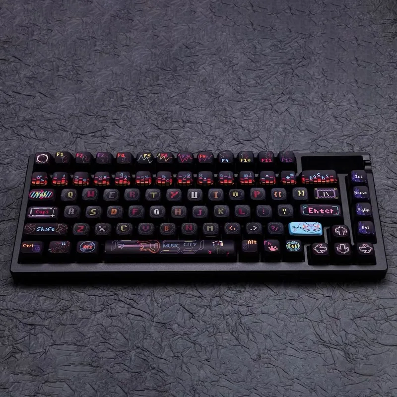 Cat Dance Hertz Keycaps Grupo Teclado Pbt Transparente Keycaps de Leite de Couro Duplo Sublimação Quente 130 Asa - Imagem 4