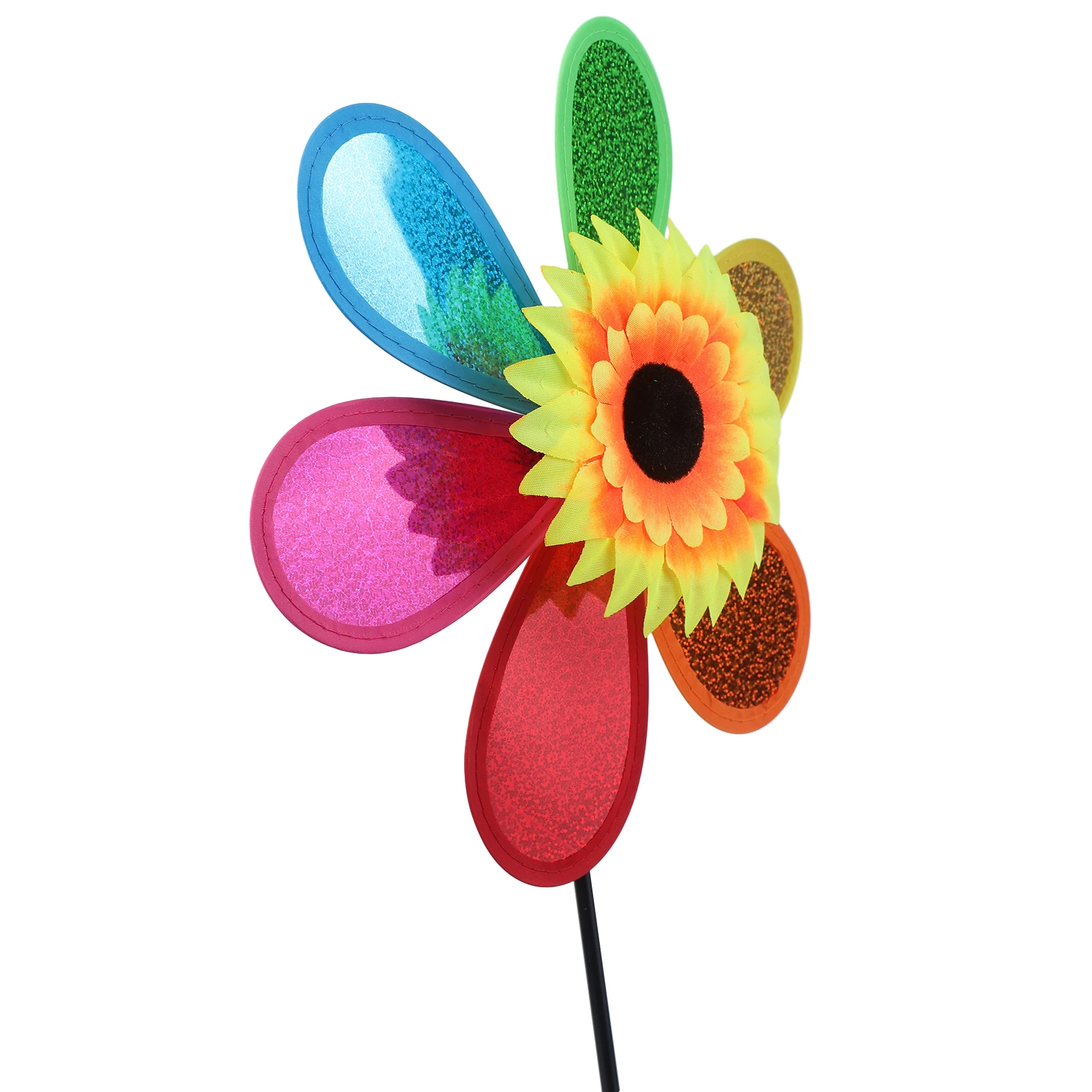 

Practical Sunflower Windmill Wind Spinner Plastic Sequined Tent Eye Catching Foldable Balcony Beautiful Colorful