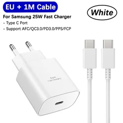 25W Super Fast Charging USB - C Wall Adapter - White - EU With Cable