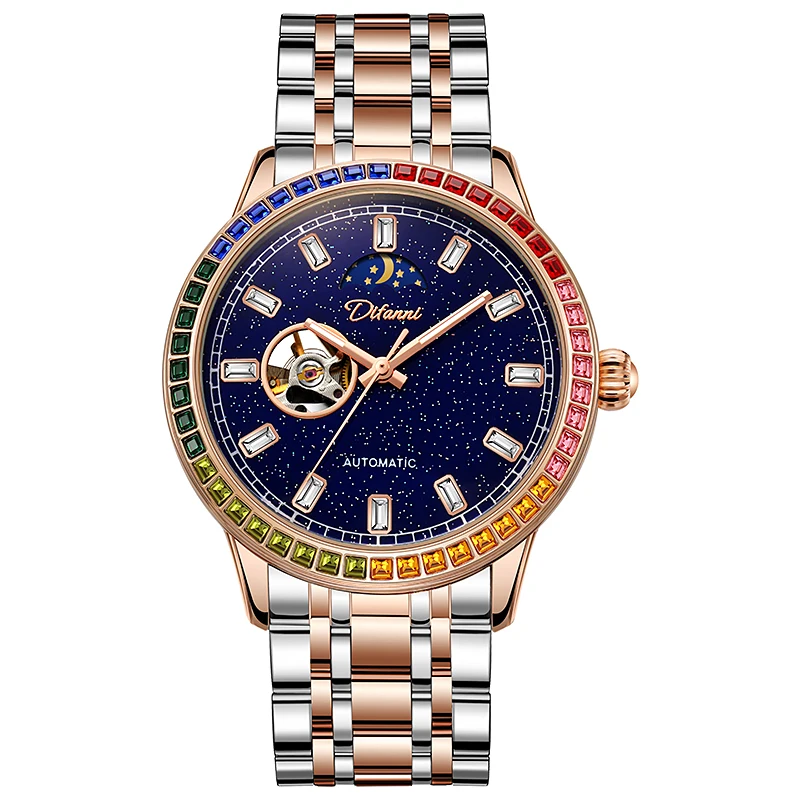 Skeleton Automatische Tourbillon Mechanische Herrenuhr 3Bar Wasserdicht Leuchtende Sonne Mond Sterne Neue Luxusuhr Reloj Hombre_voghion.com