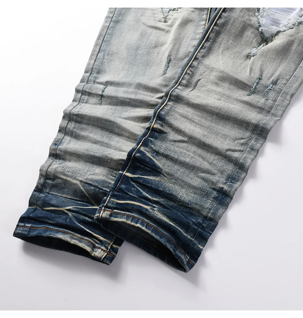 Dark Blue Biker Jeans Construction Detail