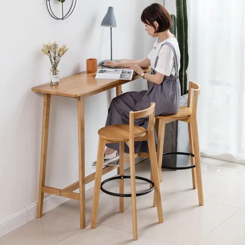 

Living Room Coffee Bar Table Side High Standing Nordic Long Bar Table Wood Outdoor Garden Mesa Comedor Kitchen Furniture LJ50BT
