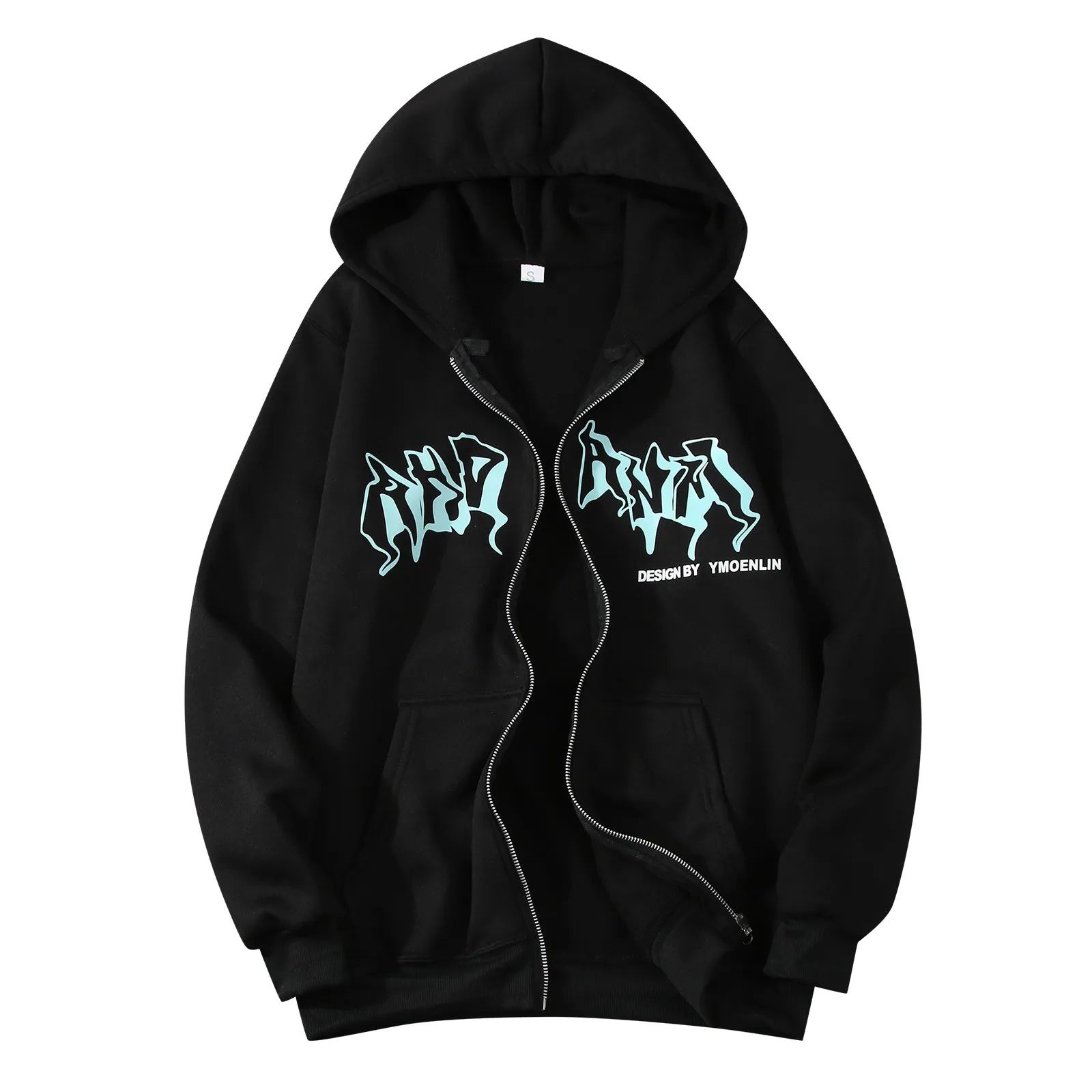 Men'S Sweatshirts Hoodies Zip Up Jacket Zip Up Hoodies Hip Hop Sweatshirt Vintage Goth Print Hooded Jacket Sudaredaras Hombre