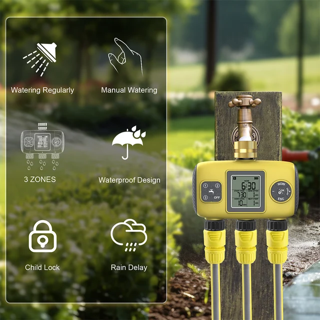 1/3 Outlet Automatic Water Timer Irrigation Controller Smart Watering System Programmable Water Valve for Outdoor Garden Lawn 2