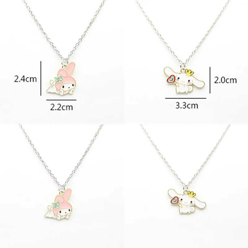 

New Anime Cartoon Sanrios Cinnamoroll My Melody Dripping Oil Alloy Necklace Kawaii Trendy Cute Sweet Magic Stick Hoodie Chain