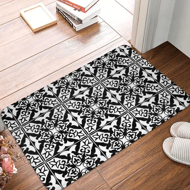 Kitchen Floor Mat With Gray Tiles . Kitchen Mat, Door Mat,moroccan Tiles Mat,linoleum  Rug,area Rug,linoleum Mat,art Mat,large Mats 