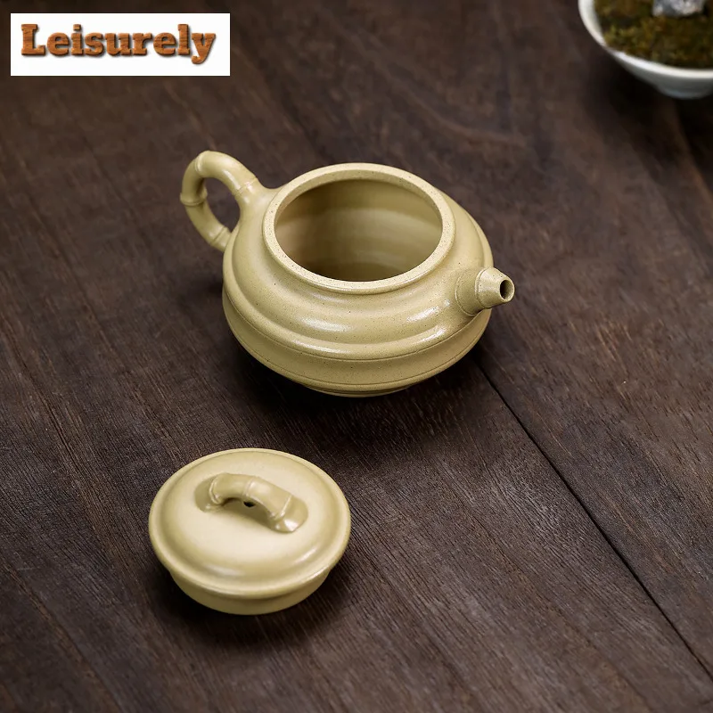 150ml Aesthetic Yixing Purple Clay Teapots Handmade Bamboo Joint Antique Pot Raw Ore Section Mud Kettle Zisha Tea Set Collection