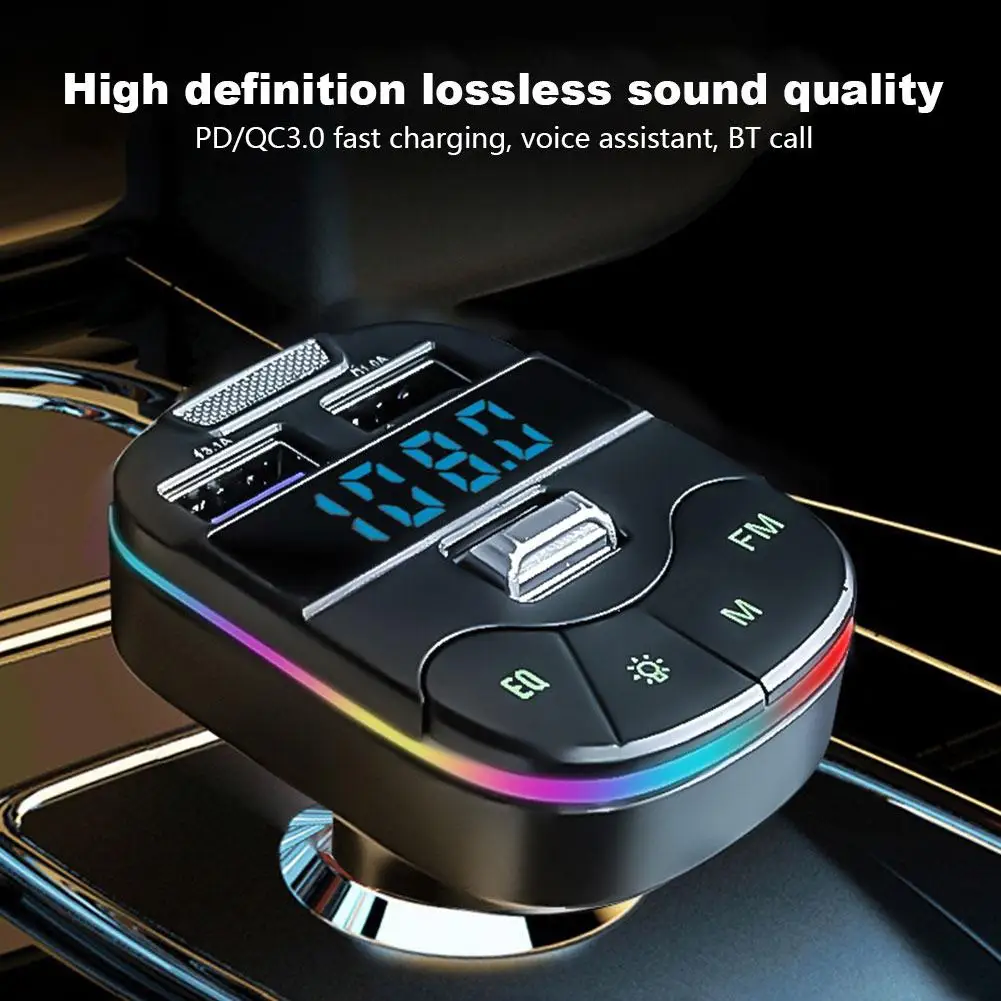 

1 Pcs 5.3 Car Phone Charger Ambient Light Digital Display Lighter Supplies Charging Plug Car Fast 28W Cigarette Conversion K9H4