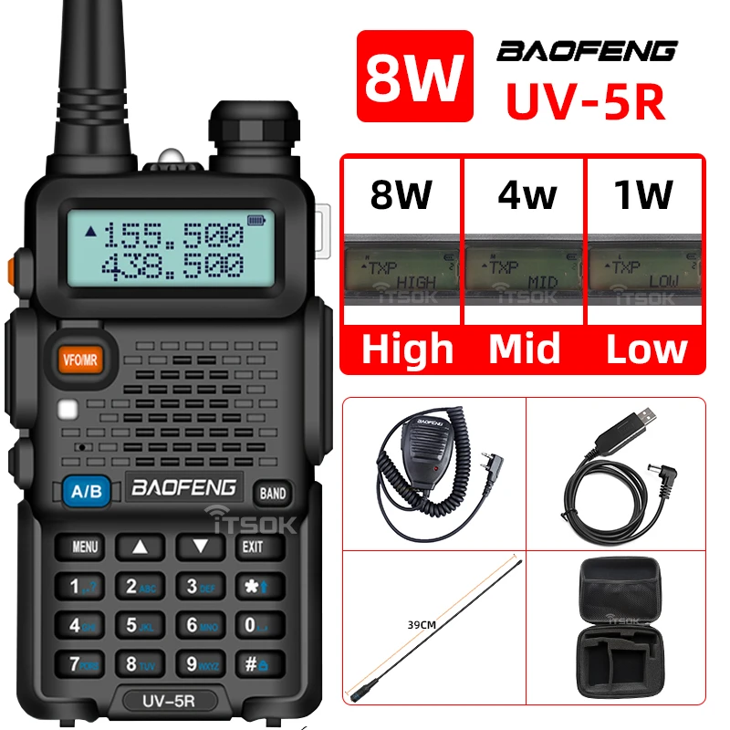 Radio Baofeng UV-5R Dual Band 8W - VHF/UHF, Display LCD, Walkie Talkie Per Comunicazioni - Foto 6
