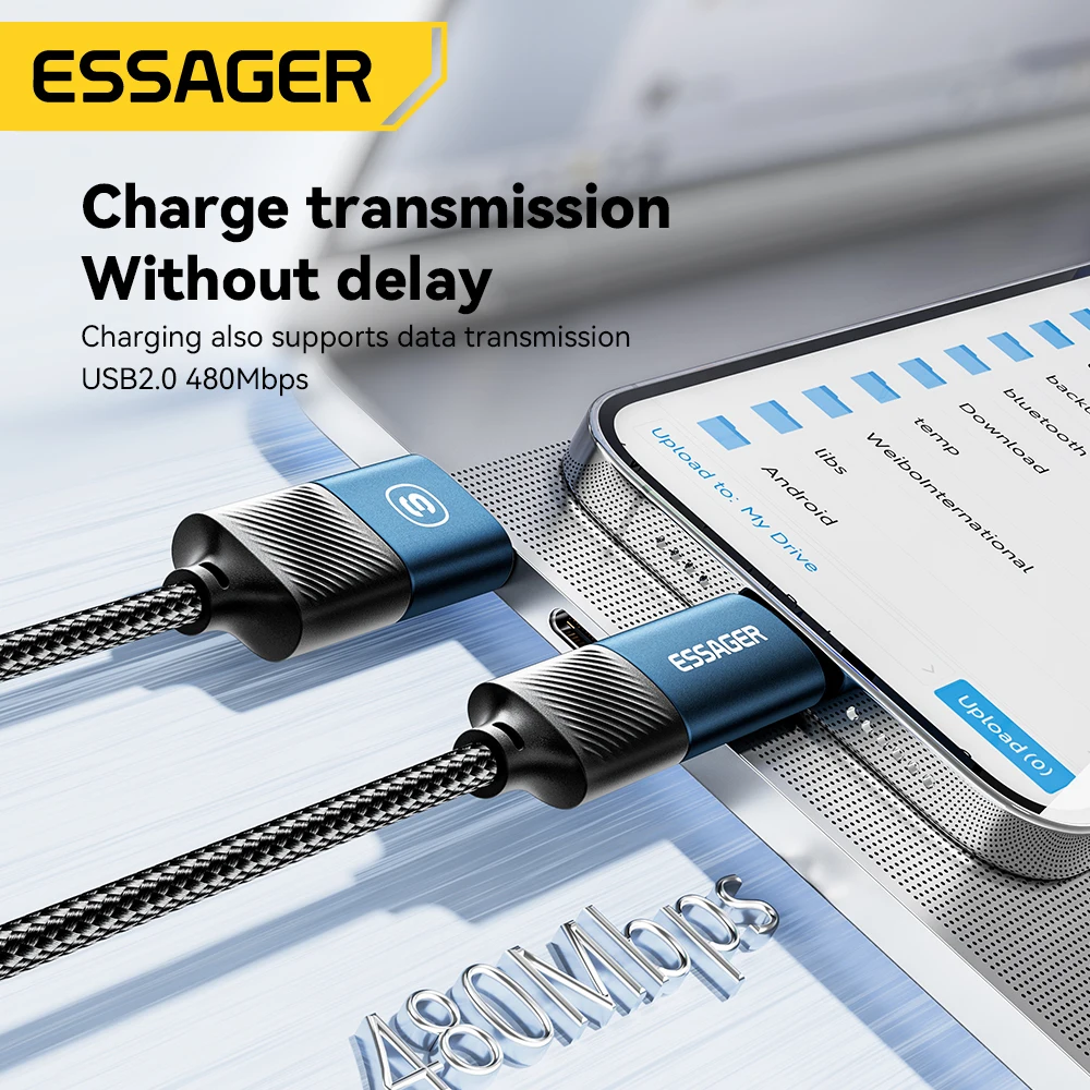 Essager 4-in-1 65W USB-C to Lightning & Type-C Fast Charging Cable