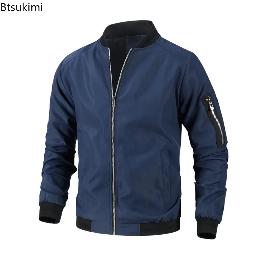 2026 hommes vestes décontractée manteaux classique col montant manteau mince solide coupe-vent veste Blazer