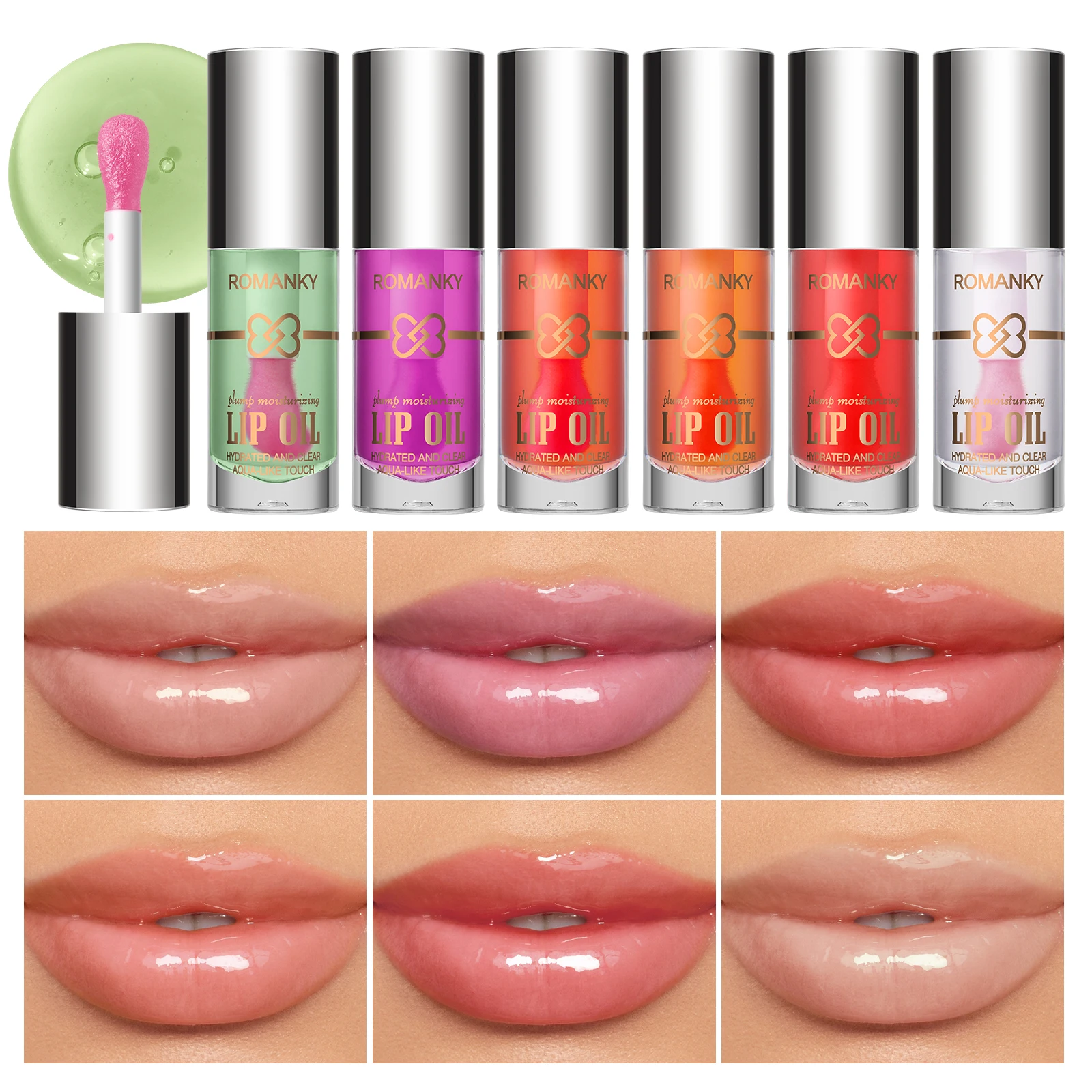 Hydrating Lip Oil, Shiny Tinted Lip Gloss, Moisturizing Liquid Lip Balm, Non-Sticky, Assorted Colors, Make up for woman