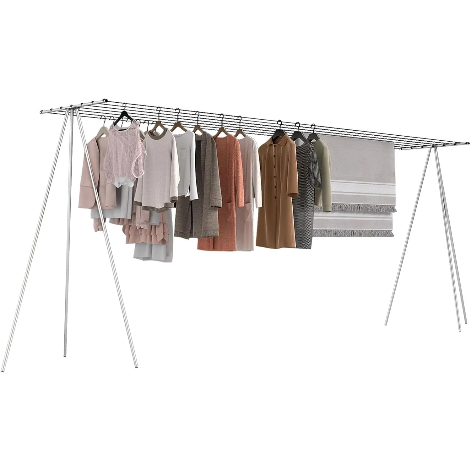 164 FT Tripod Clothes Drying Rack,T-Shaped Outdoor Clothesline Rack with 7 Lines,Clothes Line Outdoors Heavy Duty Parallel Frame 1