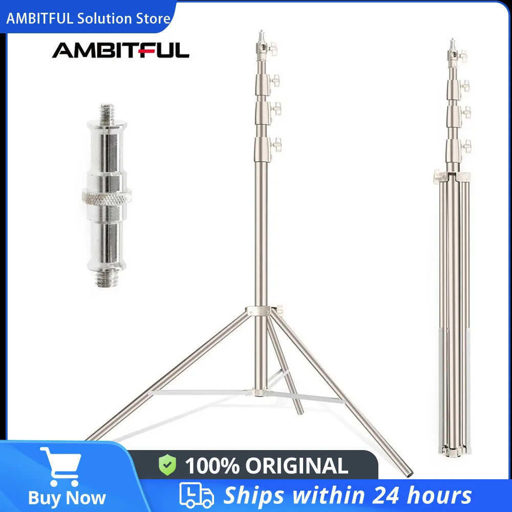 AMBITFUL 4M Stainless Steels Heavy Duty Light Stand Tripod 1/4 and 3/8 Screw Load 10KG for Studio Flash Softbox Continuous Light