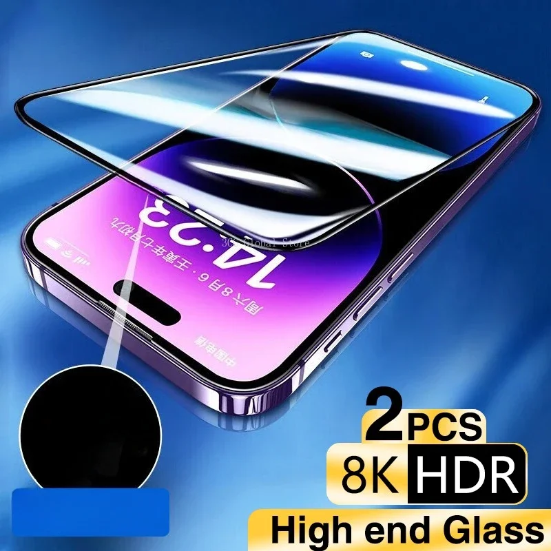 

2 шт. закаленное стекло для iPhone 11 Pro Max 12 13 Mini 14 Pro 15 Plus XR X XS Защита экрана для IPhone 7 8 14 Plus стекло