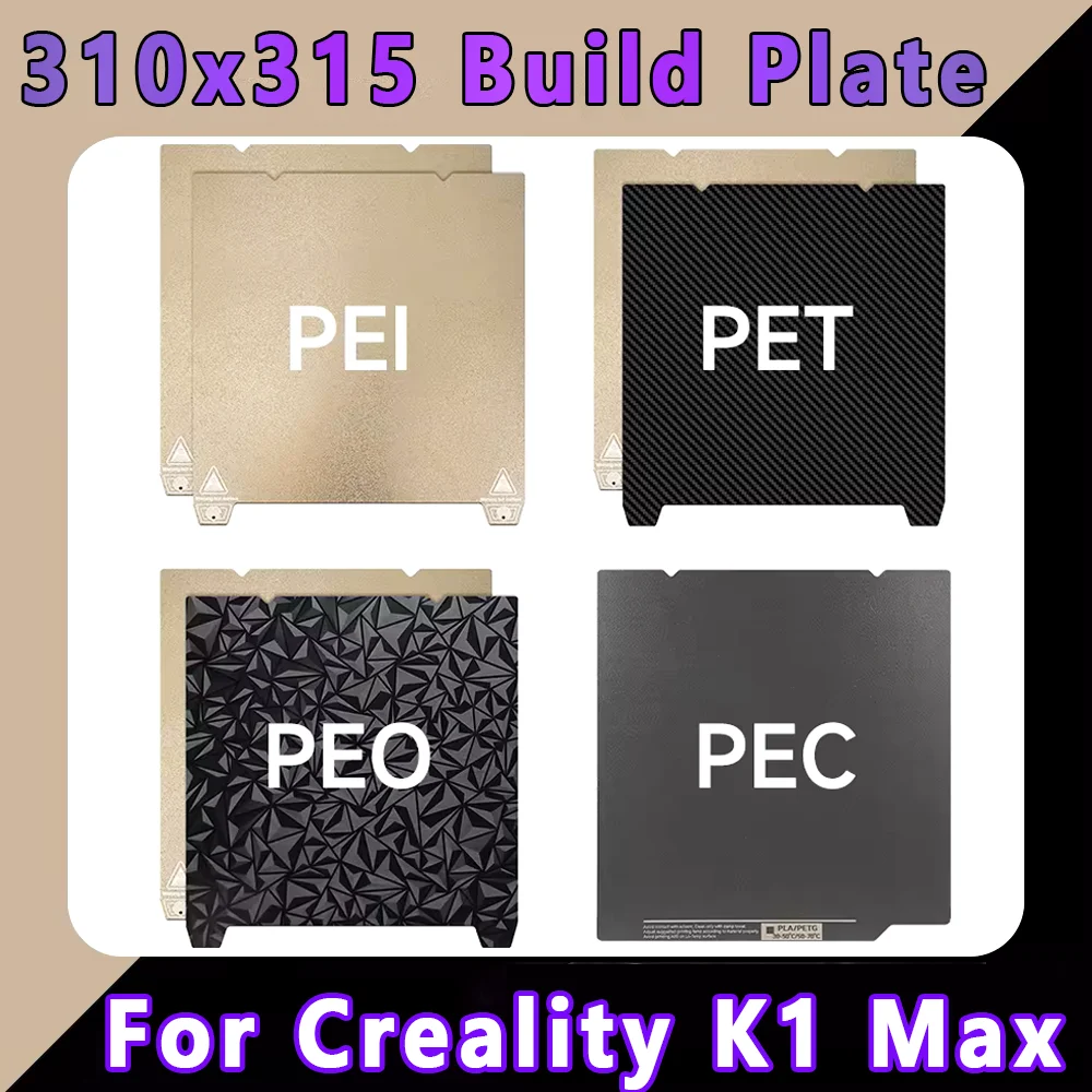 Für Creality K1 Max CR-10 Bauplatte Speedy Doppelseitig 310×315mm PEO PET Federstahlblech Magnetische Bauplatte Beheiztes Bett