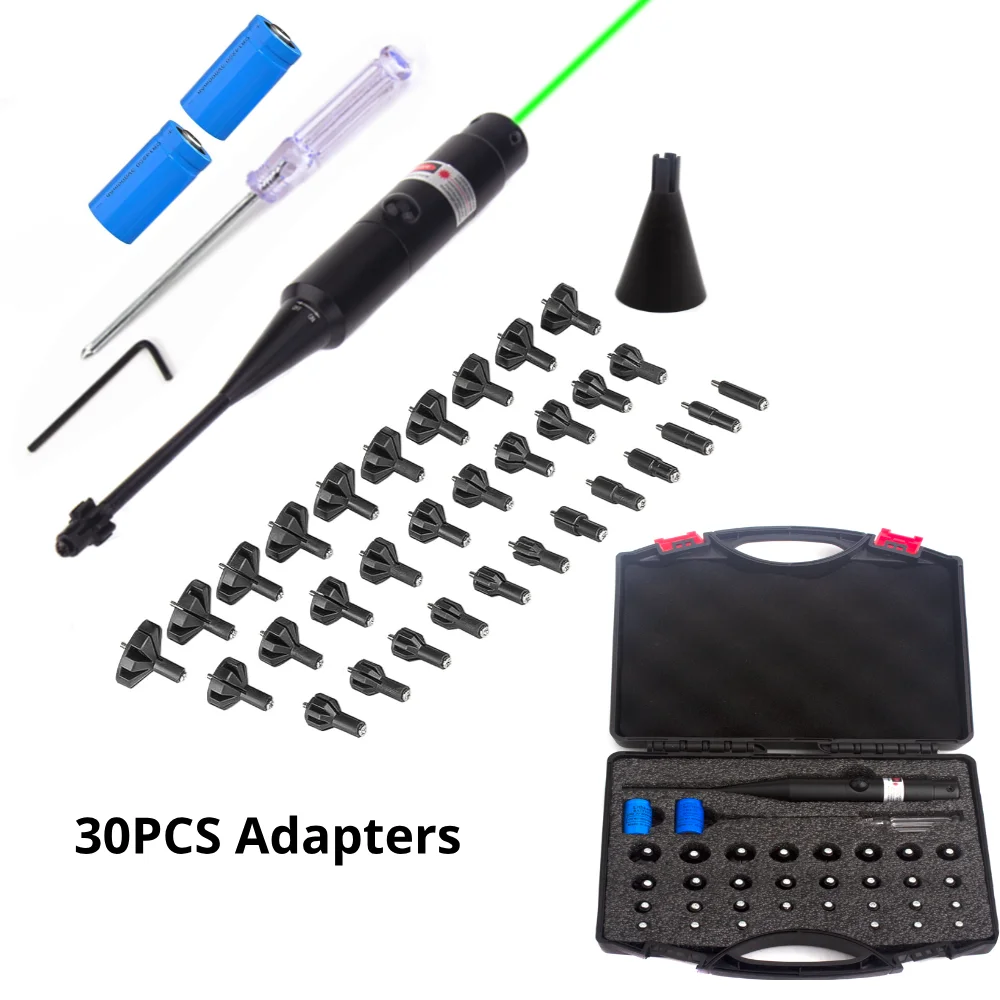 Laser Bore Sight Kit with 30 Adapters Laser Collimator .177 .22LR to 12GA Boresighter for Hunting and Fishing