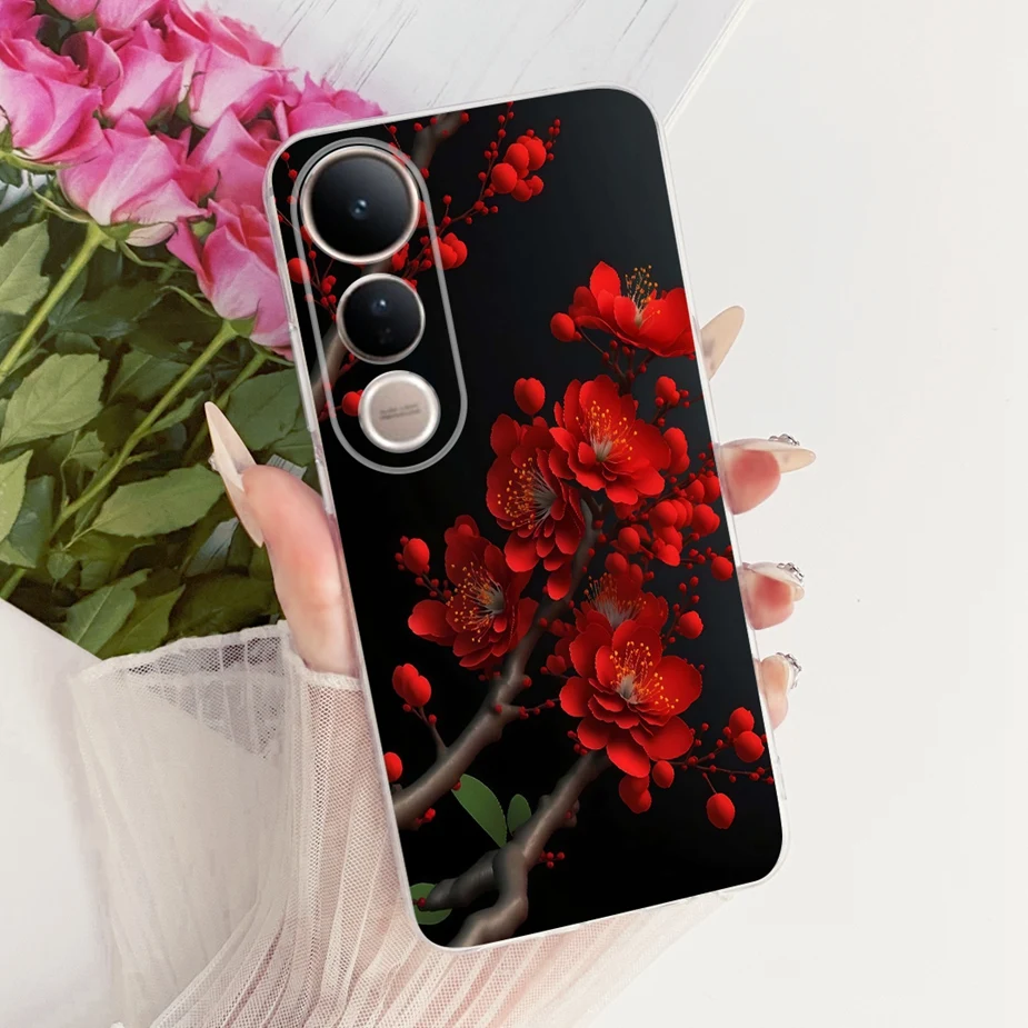 Luxury Bow Flowers Painted Soft Silicone Phone Case Cover