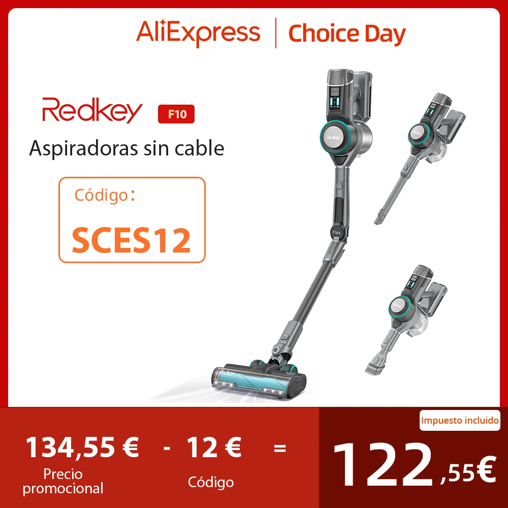 24SC20（$139-$20）Redkey f10 sem fio aspirador de pó portátil sem fio dobrável ortable sem fio 23kpa tapete mais limpo para casa