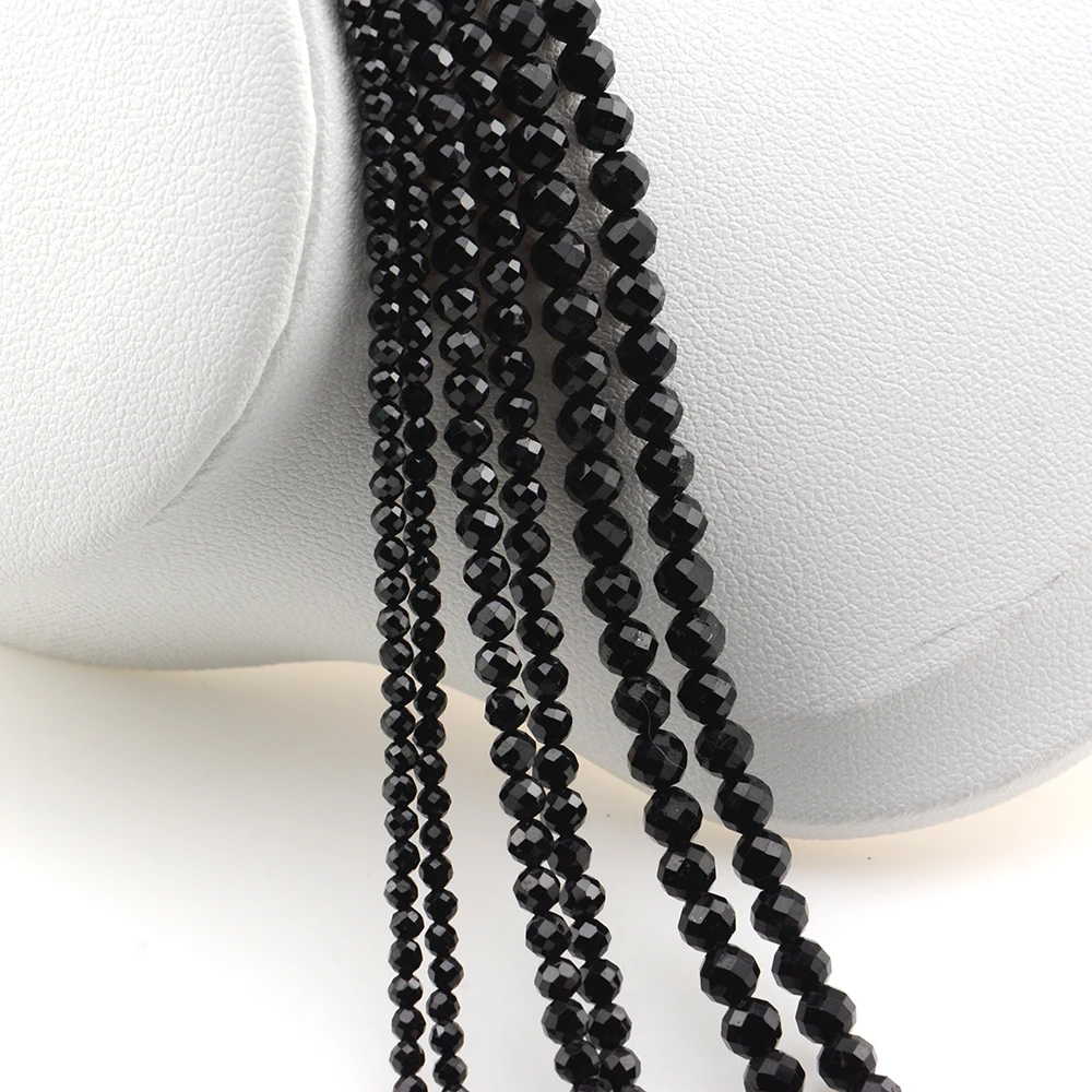 Natural Black Spinel Faceted Round / Cube / Rondelle Beads 2mm,3mm,4mm,1x2mm,2x3mm,Fine Jewelry Making 4