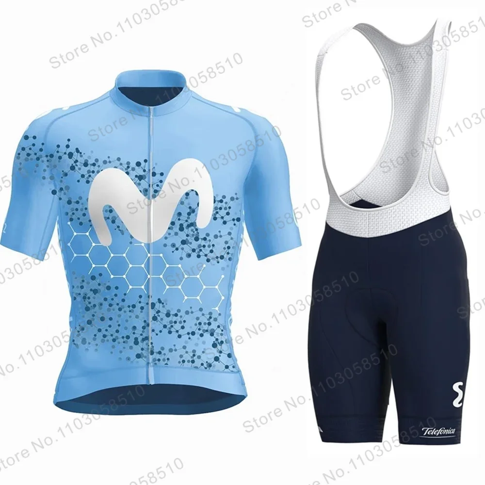 Movistar 사이클링 저지 세트, 여름 사이클링 의류, MTB 자전거 반팔 셔츠, 산악 자전거 의류