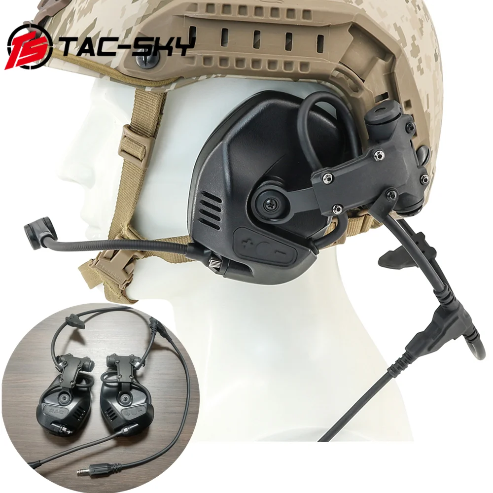 TS TAC-SKY Tactical Headset RAC Helmet Rail Mount ARC Silicone Version Civilian Headset Compatible with Civilian PTT Adapter