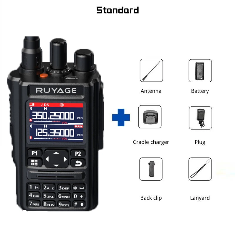 Ruyage UV9D GPS 6 Bands Amateur Ham Two Way Radio 256CH Air Band Walkie Talkie VOX DTMF SOS LCD Color Police Scanner Aviation