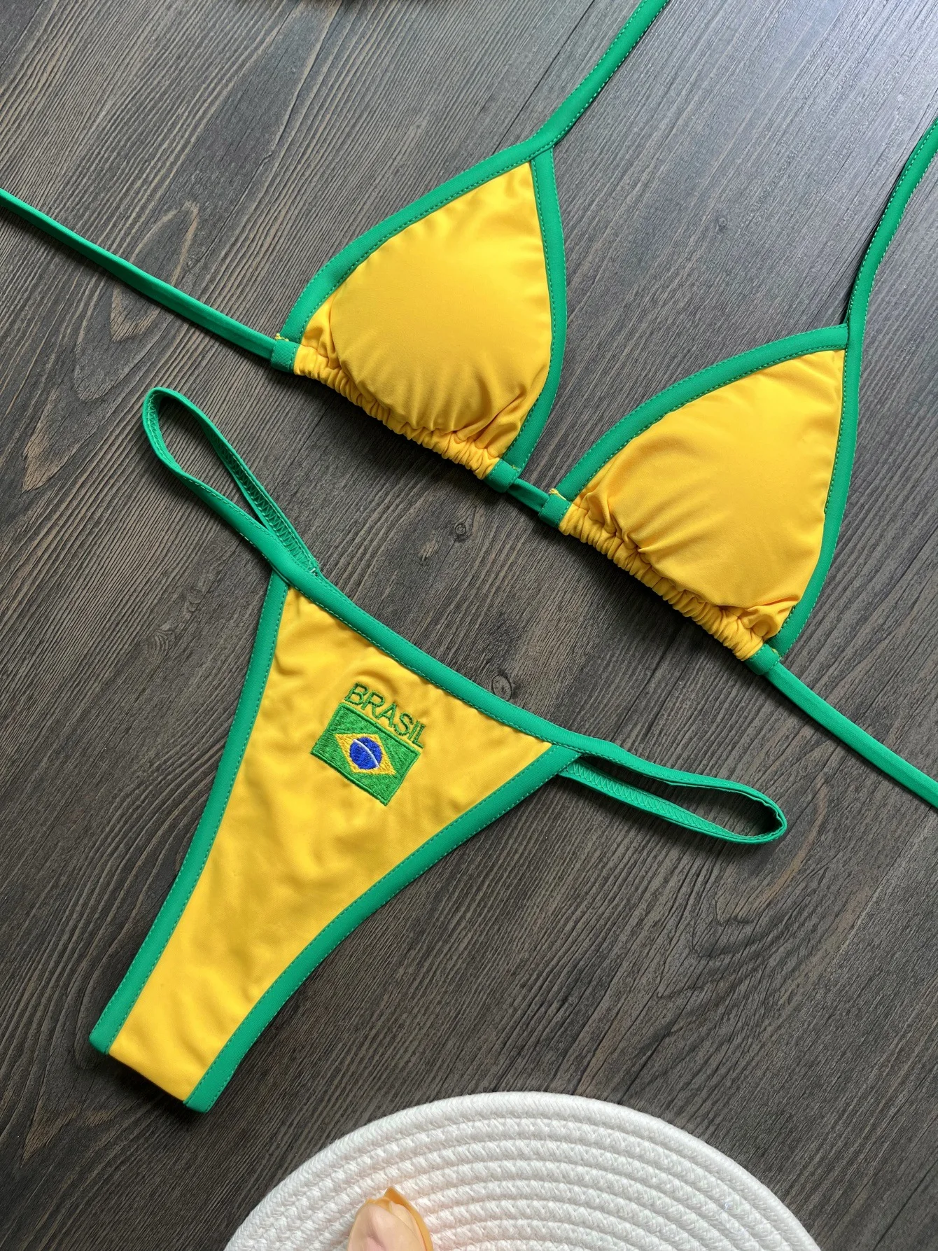 Brazilian Swimsuit Women's Sexy 2 Pieces Mini Bikini Set Triangle Halter Backless Thong Beach Bathing Suit Summer 2025 New Style