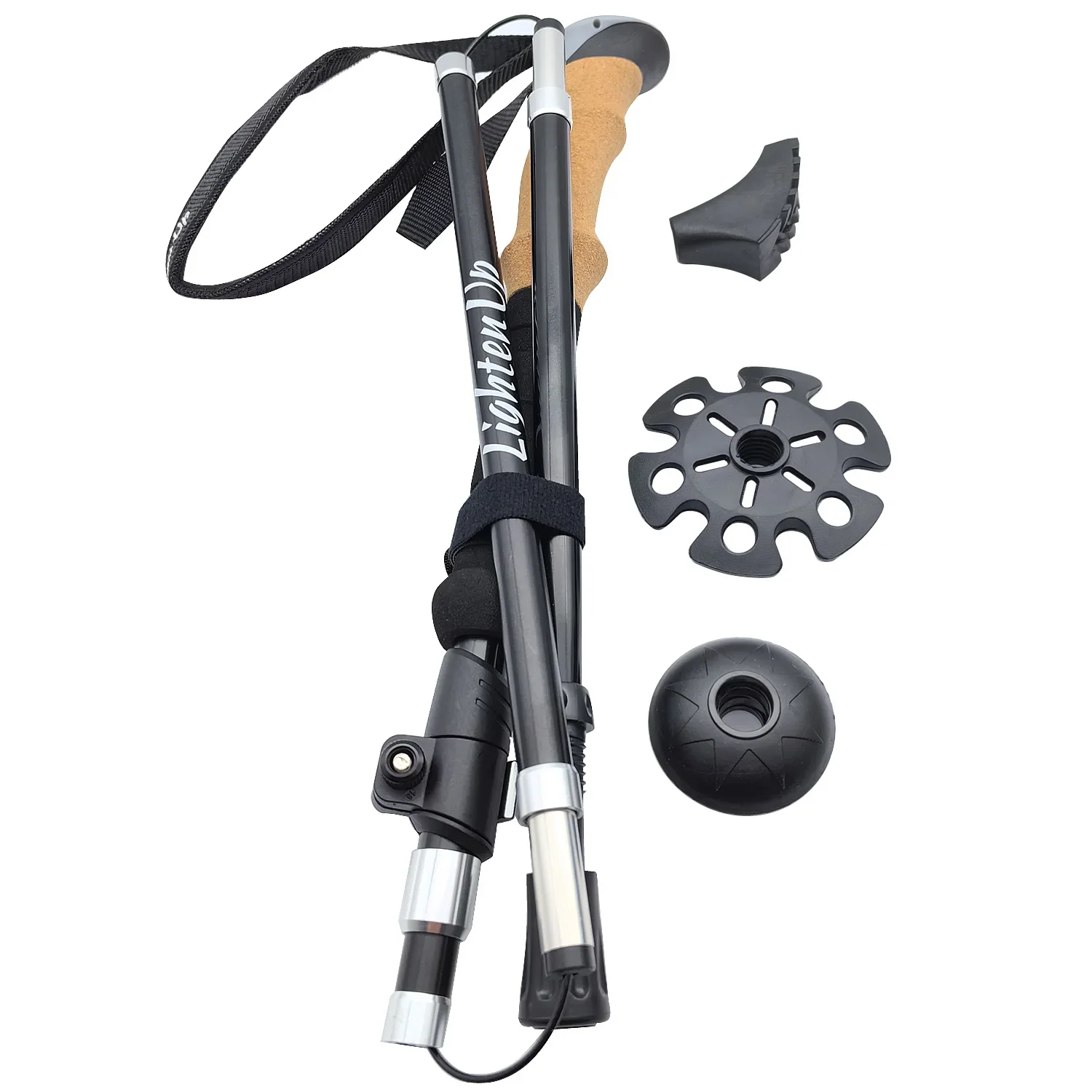 2Pcs Lightweight Trekking Sticks Canes Folding Climbing Poles Walking Poles 3-Folded Rod Cane for Sitting EVA+Cork Handle Sticks 2