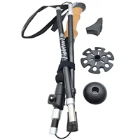 2Pcs Lightweight Trekking Sticks Canes Folding Climbing Poles Walking Poles 3-Folded Rod Cane for Sitting EVA+Cork Handle Sticks 2
