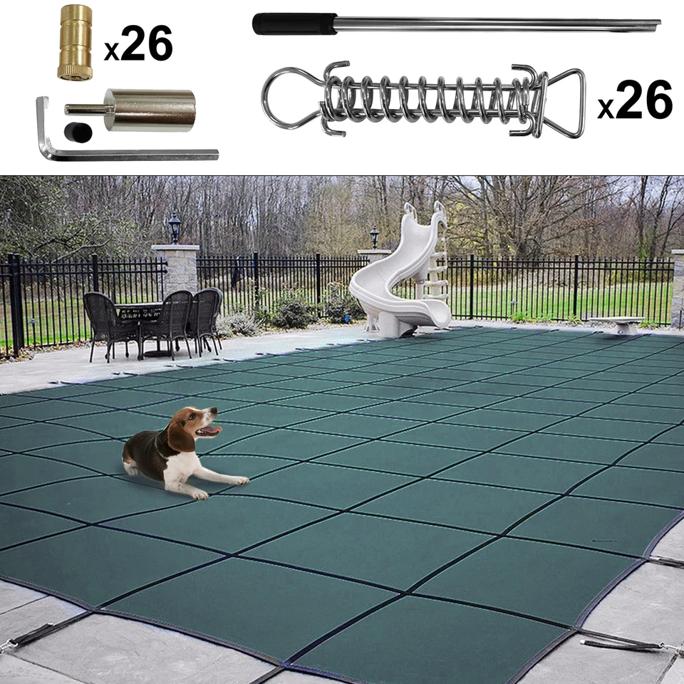 Durable Rectangle Inground Pool Safety Cover 16x40ft