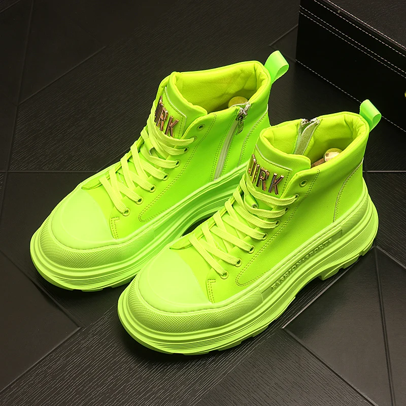 

Men's 2022 New Autumn Breathable 8cm Hidden Heel Platform Brand Boots High-Top Shoes