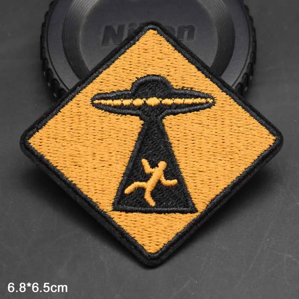 Rhombus UFO Space Theme Iron On Embroidered Clothes Patches For Clothing Stickers Garment Wholesale