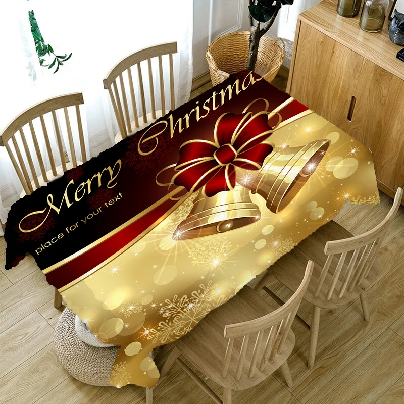 Christmas Fabric Waterproof and Antifouling Creative Santa Print Tablecloth European Style Christmas Tablecloth Mantel Mesa table cloth