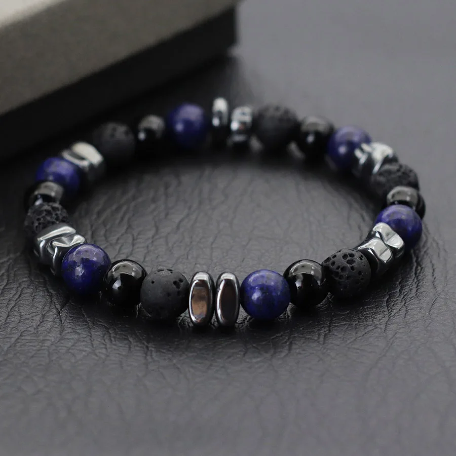 Männer Armband Perlen Grade A Unregelmäßige Natürliche Hämatit Stein Heilung Armband Meditation Gebet Chakra Armband Armband Herren
