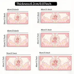 Pink Magic Girl Cute Large Rubber Mouse Pad - Anti - slip Desk Accessories & Decor - 600x300x2mm (BLACK4)
