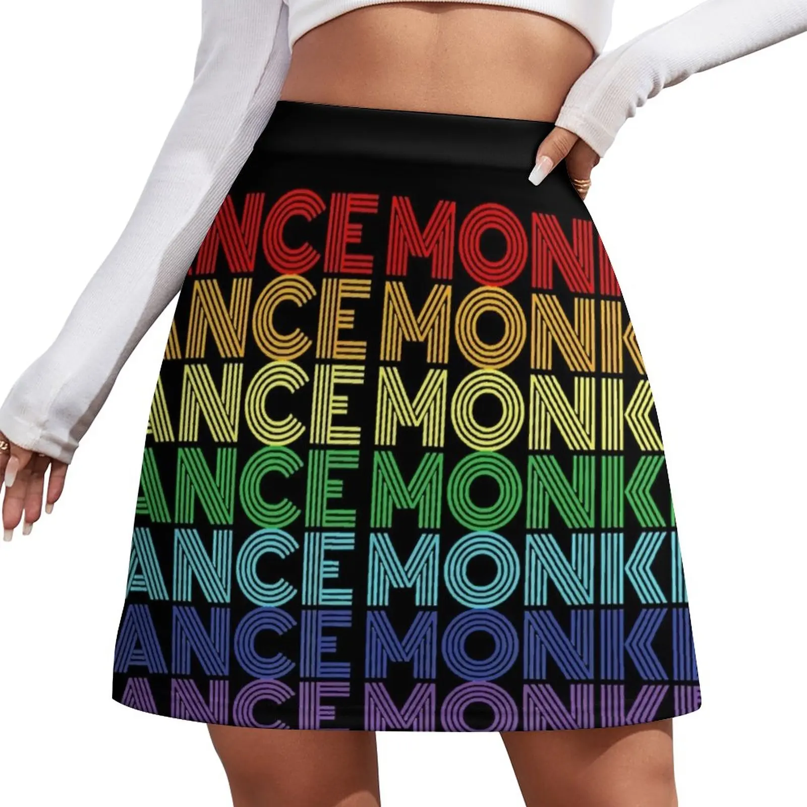 Dance Monkey Rainbow Color Text Gift Music Fan Lover T-Shirt Mini Skirt Summer dress skirt women