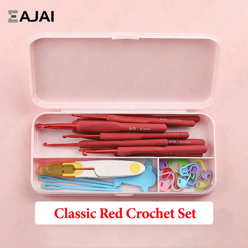 

Silicone Crochet Hooks Set Needle Handle Frosted Aluminum Handmade DIY Hook Head Crochet Sweater Weaving