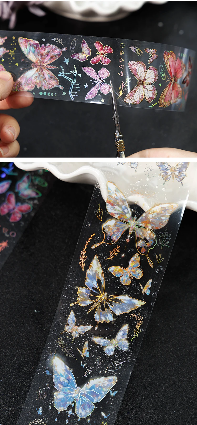 50mm*2m PET schöne Schmetterling Bänder Aufkleber Scrapbooking Hand Konto selbstklebende handgemachte Diy Junk Journal Bastelbedarf – Detail 4
