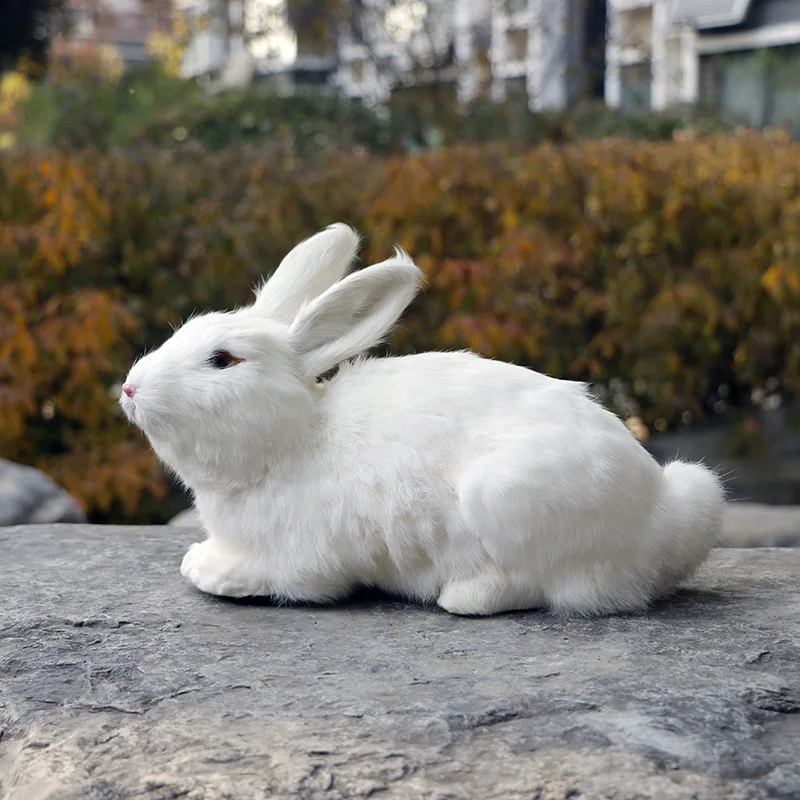 Lifelike Faux Fur Rabbit Toy Realistic Rabbit Doll Animal Figurines Gift Home Decor Crafts Desktop Ornaments Photography Props