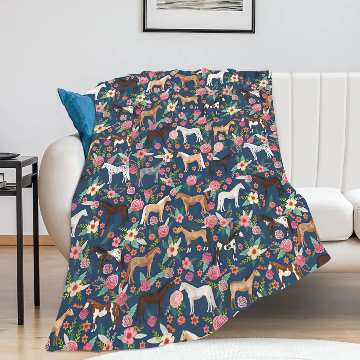 Horse Blanket Gift for Girls Women Cartoon Horses Flannel Cute Farm Animal Blankets Soft Lightweight for Lovers Decor Sofa Bed 6