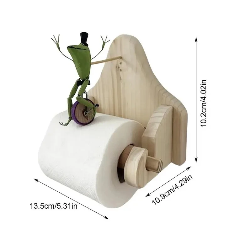 Creative Frog Riding Bicycle Toilet Paper Holder Wooden Tissue Roll Hanger Toilet Roll Paper Rack Home Decor Bathroom Accessory