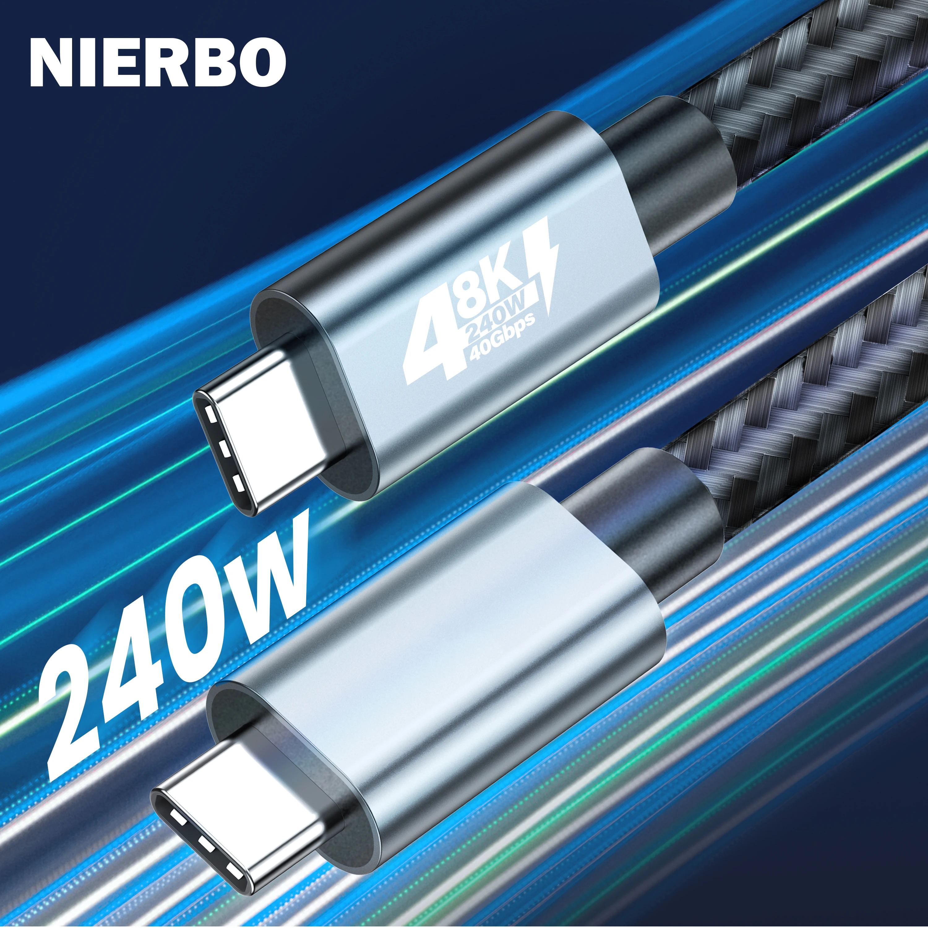 Type c cable Thunderbolt 4 cable USB adapter cable NIERBO USB C Cable Male to Male USB 4.0 240W 40Gbps Type C Thunderbolt 4 Cable 8K@60hz Video Super-Fast Data Charging