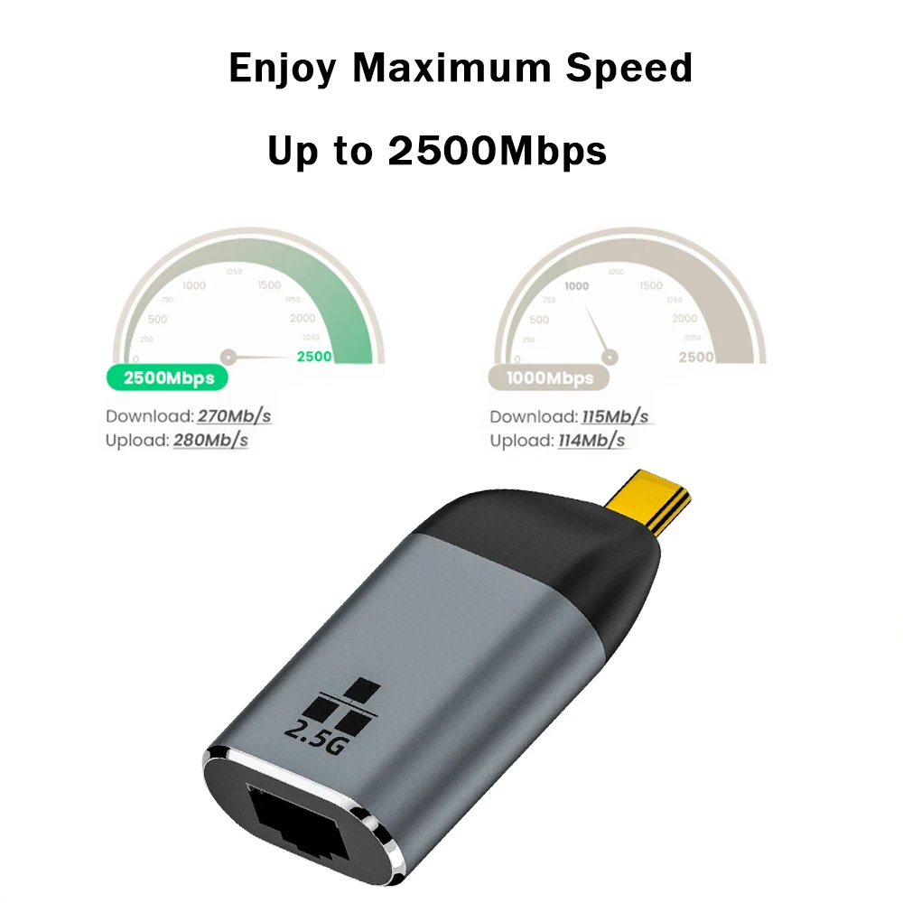 노트북용 네트워크 카드 변환기, USB C 100, 1000, 2500Mbps 이더넷 어댑터, C타입 썬더볼트 3-RJ45 LAN, RTL8156, 2.5G