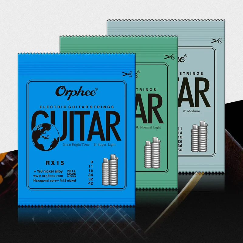 LOOK Orphee Electric Guitar Strings Set Hexagonal Core+12% Nickel Great Bright Tone Colorful Ball End Guitar Accessories 5sets orphee 010 047 011 052 012 053 acoustic guitar strings hexagonal core 8% nickel bronze bright tone extra light accessories 3sets