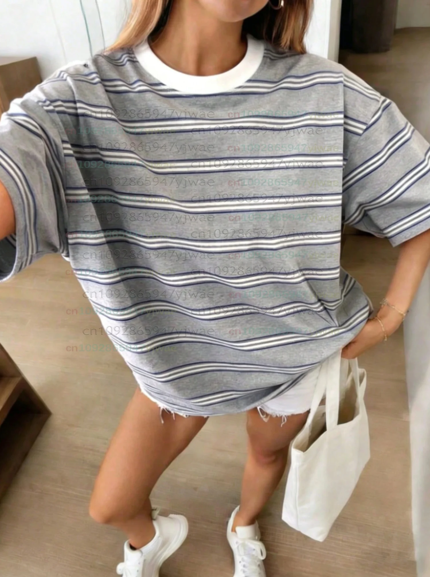 2026 Womens men plus size Short Sleeve stripe Print T-Shirt Girl Round Neck Tee Outdoor Sports plus-size women's clothing 2
