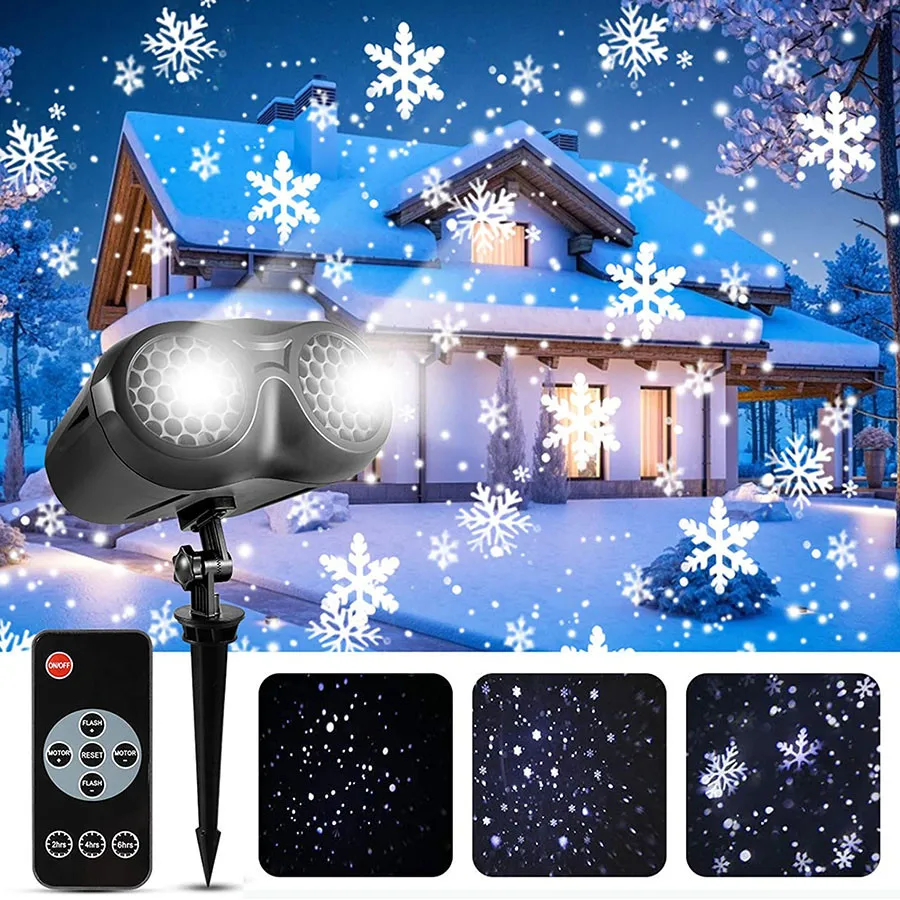 ARGIGU WL-602W Snowfall Christmas Light Projector, Indoor Outdoor Holiday  Projector Lights with Remote Control, Rotating Snow Falling Projector